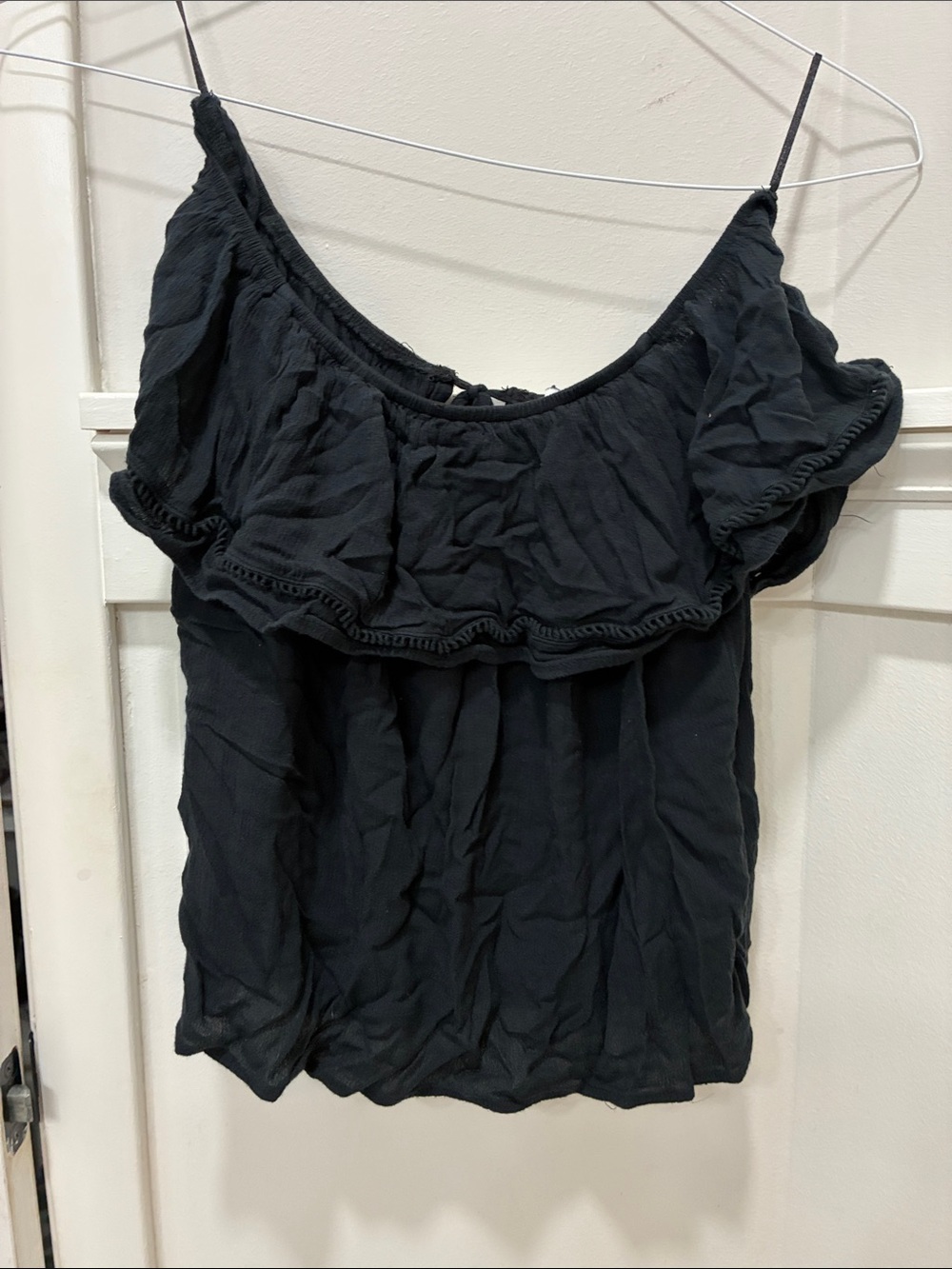 Hollister Black Off-Shoulder Ruffle Top